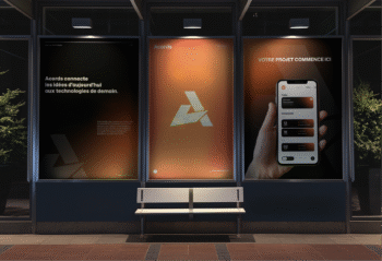 Affiche publicitaire technologique réalisée avec un design moderne pour capter l’attention