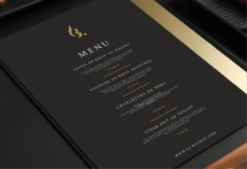 Carte de menu bistro haut de gamme au design élégant et raffiné