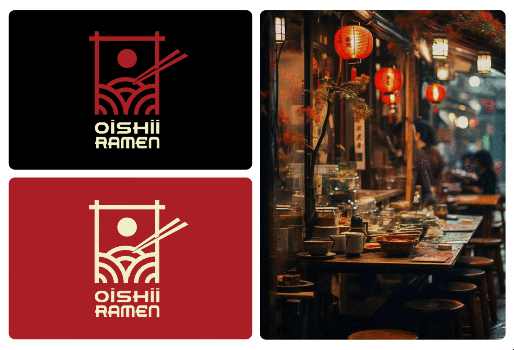 Logo expressif pour restaurant asiatique avec identité visuelle forte, agence de communication à Obernai