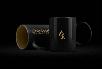 Mug personnalisé incarnant l'univers raffiné d'un bistro gastronomique premium