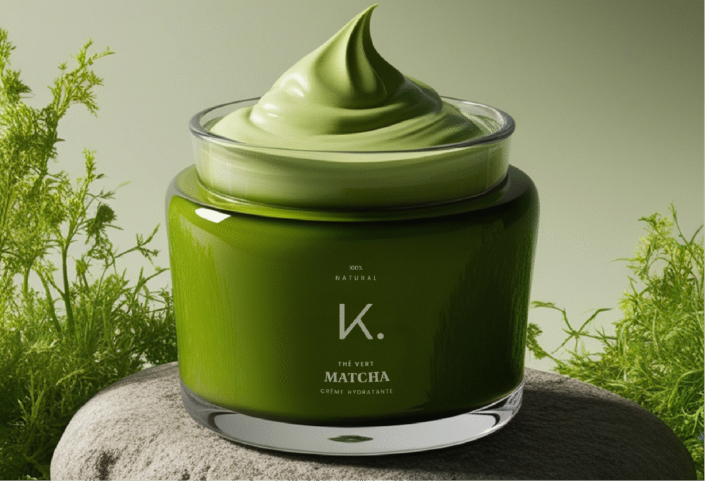 Pot de crème bio aux matières naturelles avec un packaging organique et authentique