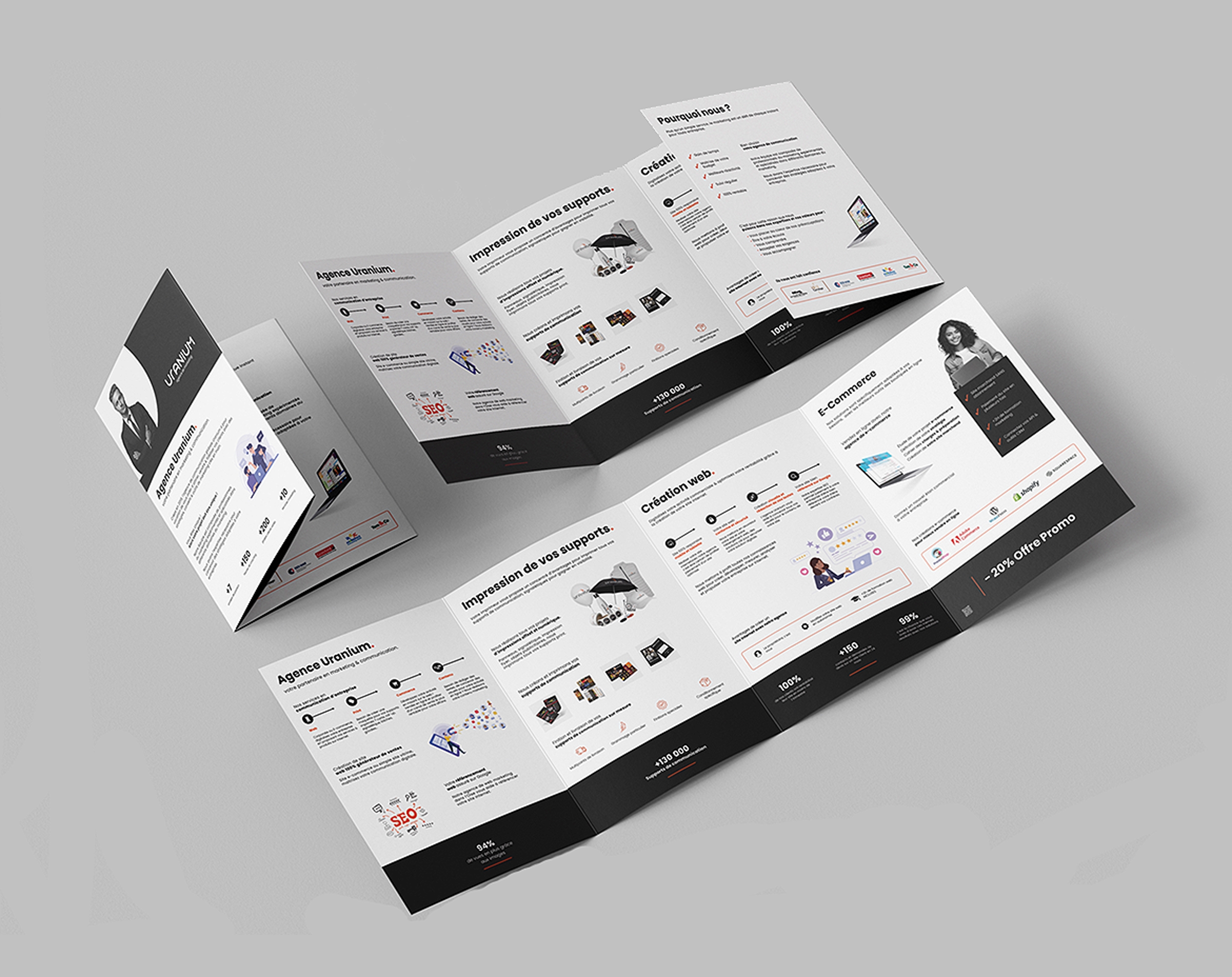 Brochure commerciale imprimée avec mise en page soignée