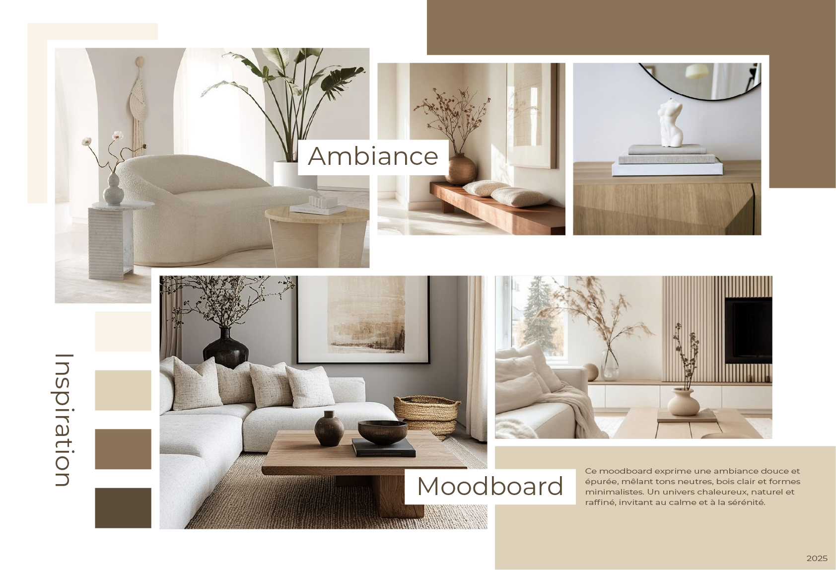 Moodboard de direction artistique rassemblant images textures et ambiances