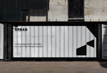 Design graphique d’un conteneur personnalisé pour entreprise du BTP