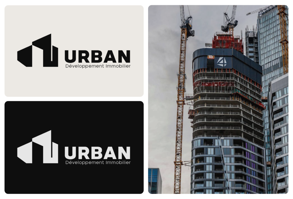 Logo urbain et robuste pour entreprise de construction, identité visuelle forte