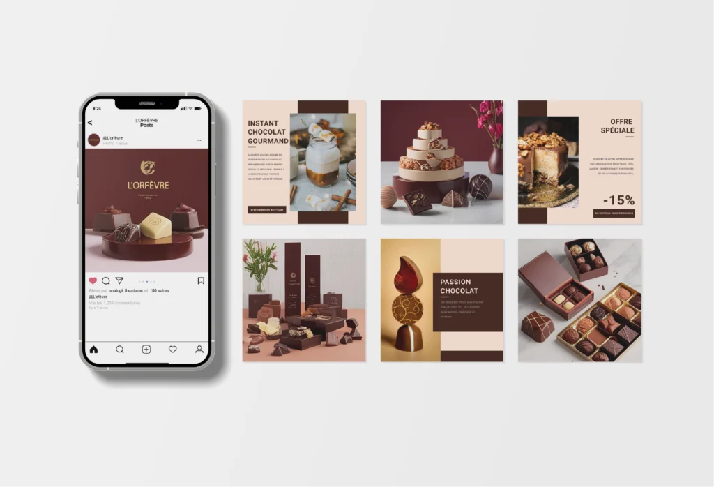pack de visuels Instagram pour identité de marque cohérente agence de communication