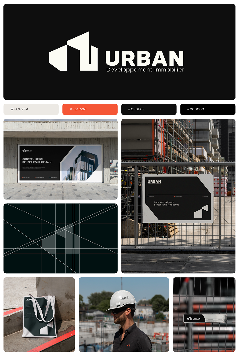 Logo Urban présenté sur une signalétique de chantier et des supports professionnels.