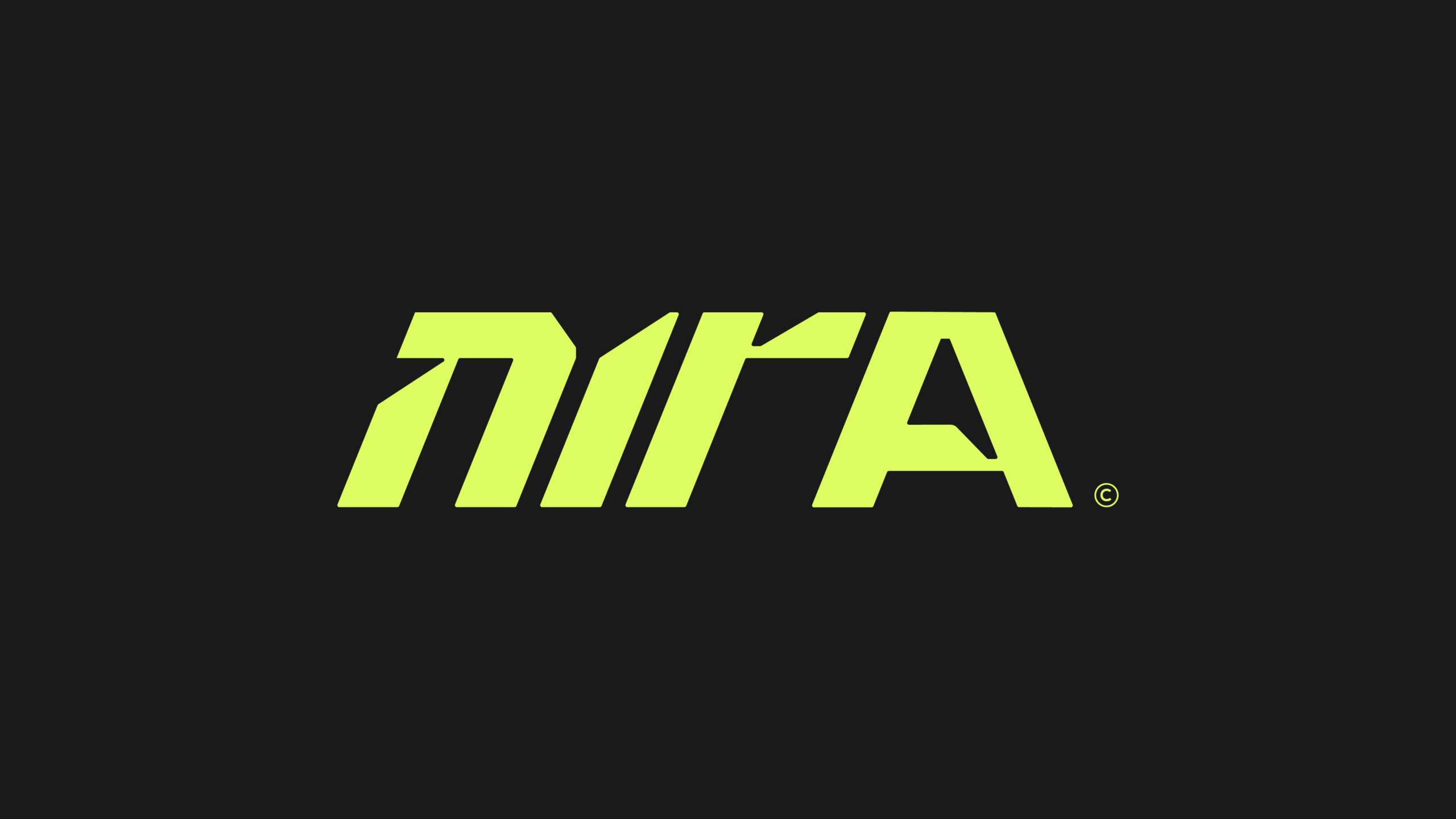 Logotype NIRA sur fond uni signature graphique d'une marque de sport premium