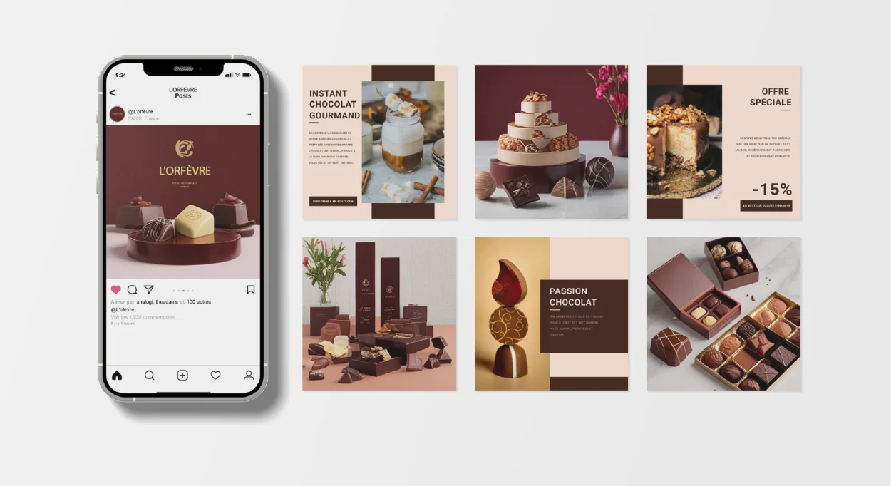 pack de visuels Instagram pour identité de marque cohérente agence de communication